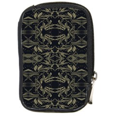 Stylized Golden Ornate Nature Motif Print Compact Camera Leather Case by dflcprintsclothing