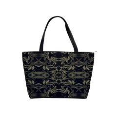 Stylized Golden Ornate Nature Motif Print Classic Shoulder Handbag by dflcprintsclothing