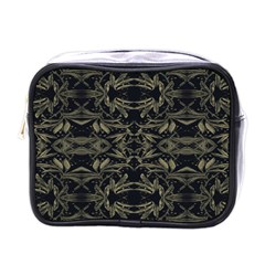 Stylized Golden Ornate Nature Motif Print Mini Toiletries Bag (one Side) by dflcprintsclothing