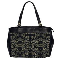 Stylized Golden Ornate Nature Motif Print Oversize Office Handbag (2 Sides) by dflcprintsclothing