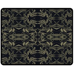 Stylized Golden Ornate Nature Motif Print Fleece Blanket (medium) 