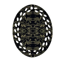 Stylized Golden Ornate Nature Motif Print Ornament (oval Filigree) by dflcprintsclothing