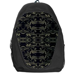 Stylized Golden Ornate Nature Motif Print Backpack Bag by dflcprintsclothing