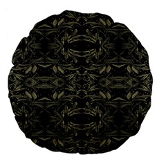 Stylized Golden Ornate Nature Motif Print Large 18  Premium Flano Round Cushions by dflcprintsclothing