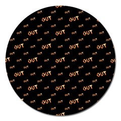 Out Word Motif Print Pattern Magnet 5  (round)