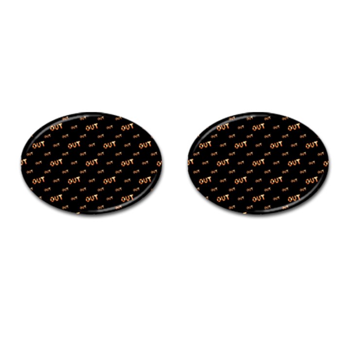 Out Word Motif Print Pattern Cufflinks (Oval)