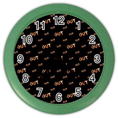 Out Word Motif Print Pattern Color Wall Clock by dflcprintsclothing