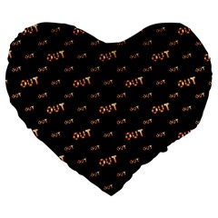 Out Word Motif Print Pattern Large 19  Premium Flano Heart Shape Cushions