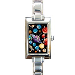 Background with many planets space Rectangle Italian Charm Watch