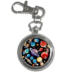 Background with many planets space Key Chain Watches