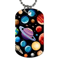 Background with many planets space Dog Tag (One Side)