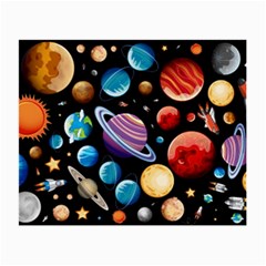 Background with many planets space Small Glasses Cloth