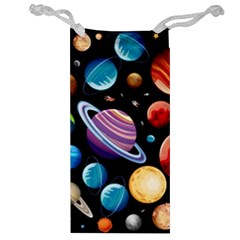 Background with many planets space Jewelry Bag