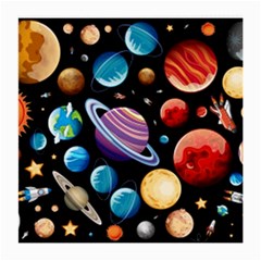 Background with many planets space Medium Glasses Cloth