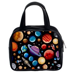 Background with many planets space Classic Handbag (Two Sides)