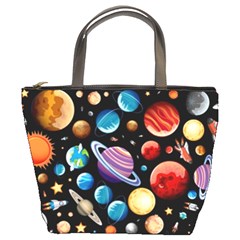 Background with many planets space Bucket Bag