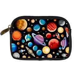 Background with many planets space Digital Camera Leather Case