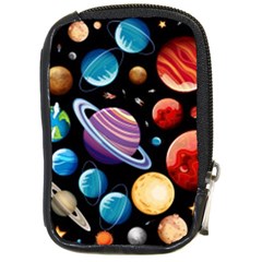 Background with many planets space Compact Camera Leather Case