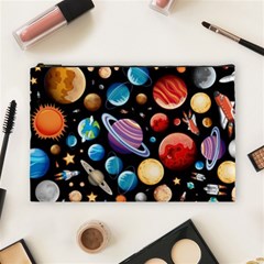 Background with many planets space Cosmetic Bag (Large)