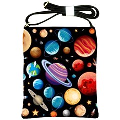 Background with many planets space Shoulder Sling Bag