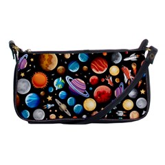 Background with many planets space Shoulder Clutch Bag