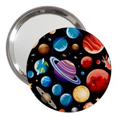 Background with many planets space 3  Handbag Mirrors