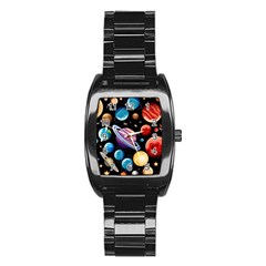 Background with many planets space Stainless Steel Barrel Watch