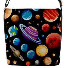 Background with many planets space Flap Closure Messenger Bag (S)