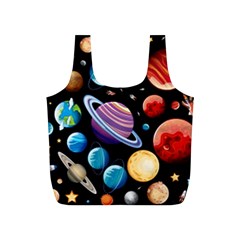 Background with many planets space Full Print Recycle Bag (S)