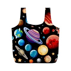 Background with many planets space Full Print Recycle Bag (M)