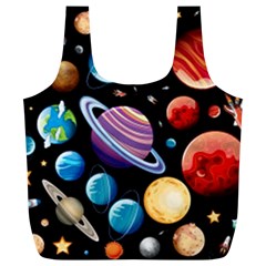 Background with many planets space Full Print Recycle Bag (XL)