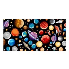 Background with many planets space Satin Shawl