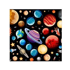 Background with many planets space Small Satin Scarf (Square)