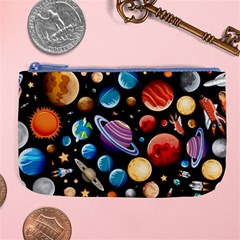 Background with many planets space Large Coin Purse