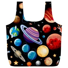 Background with many planets space Full Print Recycle Bag (XXL)