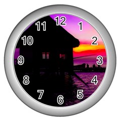 Ocean Dreaming Wall Clock (silver) by essentialimage