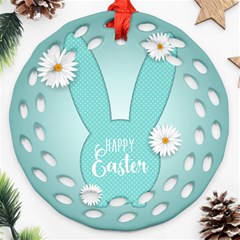 Easter Bunny Cutout Background 2402 Round Filigree Ornament (two Sides)