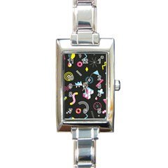 Memphis Design Seamless Pattern Rectangle Italian Charm Watch by BangZart