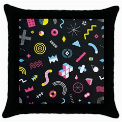 Memphis Design Seamless Pattern Throw Pillow Case (black) by BangZart