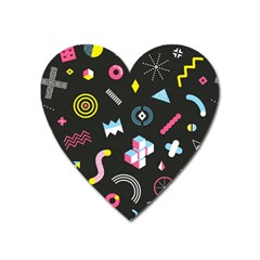 Memphis Design Seamless Pattern Heart Magnet by BangZart