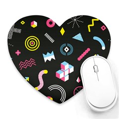 Memphis Design Seamless Pattern Heart Mousepads by BangZart