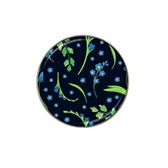 Abstract Wildflowers Dark Blue Background-blue Flowers Blossoms Flat Retro Seamless Pattern Daisy Hat Clip Ball Marker (4 Pack) by BangZart