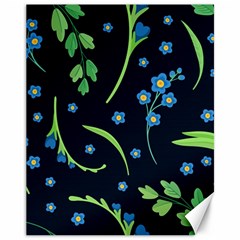 Abstract Wildflowers Dark Blue Background-blue Flowers Blossoms Flat Retro Seamless Pattern Daisy Canvas 11  X 14  by BangZart