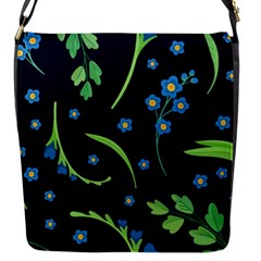 Abstract Wildflowers Dark Blue Background-blue Flowers Blossoms Flat Retro Seamless Pattern Daisy Flap Closure Messenger Bag (s) by BangZart