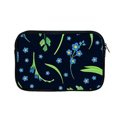 Abstract Wildflowers Dark Blue Background-blue Flowers Blossoms Flat Retro Seamless Pattern Daisy Apple Ipad Mini Zipper Cases by BangZart