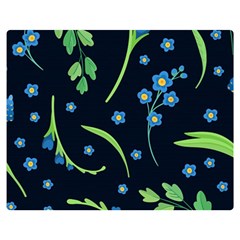 Abstract Wildflowers Dark Blue Background-blue Flowers Blossoms Flat Retro Seamless Pattern Daisy Double Sided Flano Blanket (medium)  by BangZart