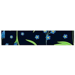 Abstract Wildflowers Dark Blue Background-blue Flowers Blossoms Flat Retro Seamless Pattern Daisy Small Flano Scarf by BangZart