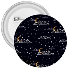 Hand Drawn Scratch Style Night Sky With Moon Cloud Space Among Stars Seamless Pattern Vector Design  3  Buttons by BangZart