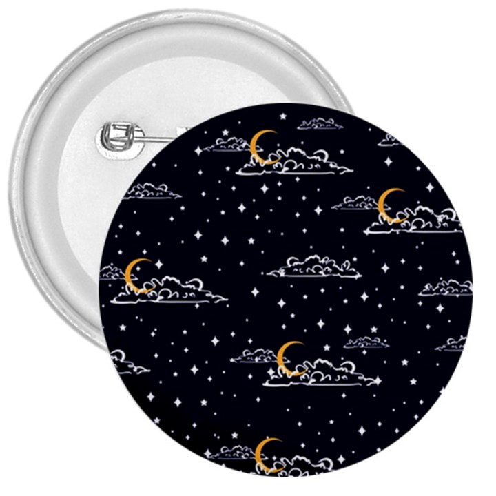 Hand drawn scratch style night sky with moon cloud space among stars seamless pattern vector design  3  Buttons