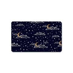 Hand Drawn Scratch Style Night Sky With Moon Cloud Space Among Stars Seamless Pattern Vector Design  Magnet (name Card) by BangZart